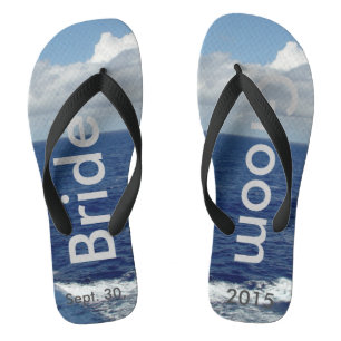 Bridge Groom Ocean Waves Blue Sky Flip Flops