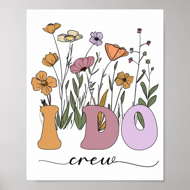 Bridge I Do Crew Retro Groovy Junggeselinnen-Absch Poster (Vorne)