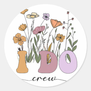 Bridge I Do Crew Retro Groovy Junggeselinnen-Absch Runder Aufkleber