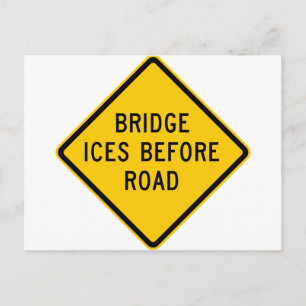 Bridge Ice Warning Highway Postkarte