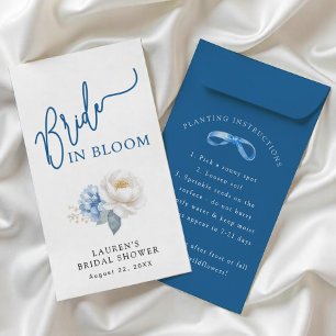 Bridge in Bloom Blue DIY Brautparty Seed Packet Flyer