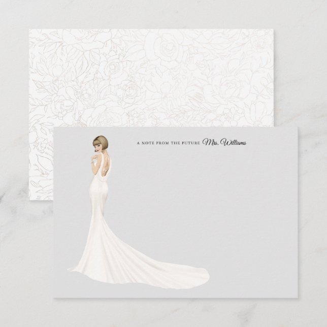 Bridge in Gown Brautparty Danke Karte (Vorne/Hinten)