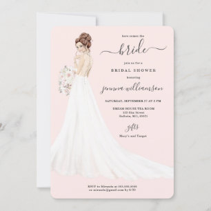 Bridge in Lace Gown Brautparty Einladung