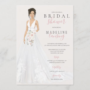 Bridge in Lace Wedding Gown Brautparty Einladung