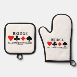 Bridge ist ein konkurrierender Vier-Karten-Anzug Ofenhandschuh & Topflappen-Set