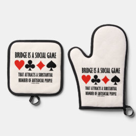 Bridge ist ein soziales Spiel Attraktionen antisoz Ofenhandschuh & Topflappen-Set