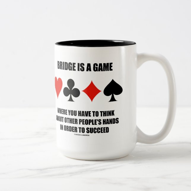 Bridge ist ein Spiel, an das man denken muss Zweifarbige Tasse (Rechts)
