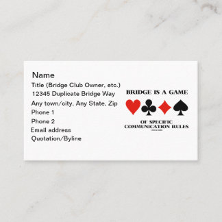 Bridge ist ein Spiel spezifischer Kommunikationsre Visitenkarte