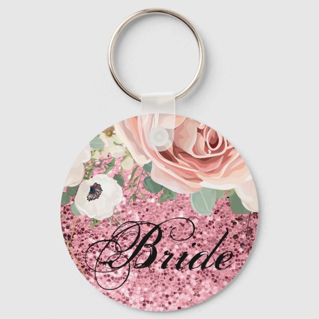 Bridge Key Chain Geometric Garden Rose Gold Glitze Schlüsselanhänger (Vorderseite)