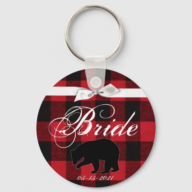 Bridge Key Chain Red Buffalo Kariert Bear Black Schlüsselanhänger (Vorderseite)