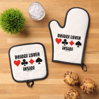 Bridge Lover Inside Four Card Anzug Ofenhandschuh & Topflappen-Set