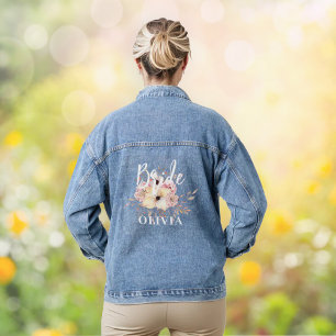 Bridge Modern Watercolor Floral Name Jeansjacke