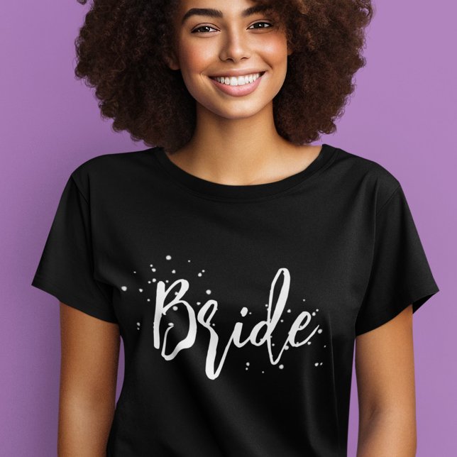 Bridge Niedlich Fun Calligraphy Script Simple Blac T-Shirt (Bride simple calligraphy script womens t shirt.)