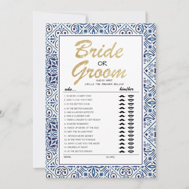 Bridge oder Groom Spiel voll editierbare Karte (Vorderseite)