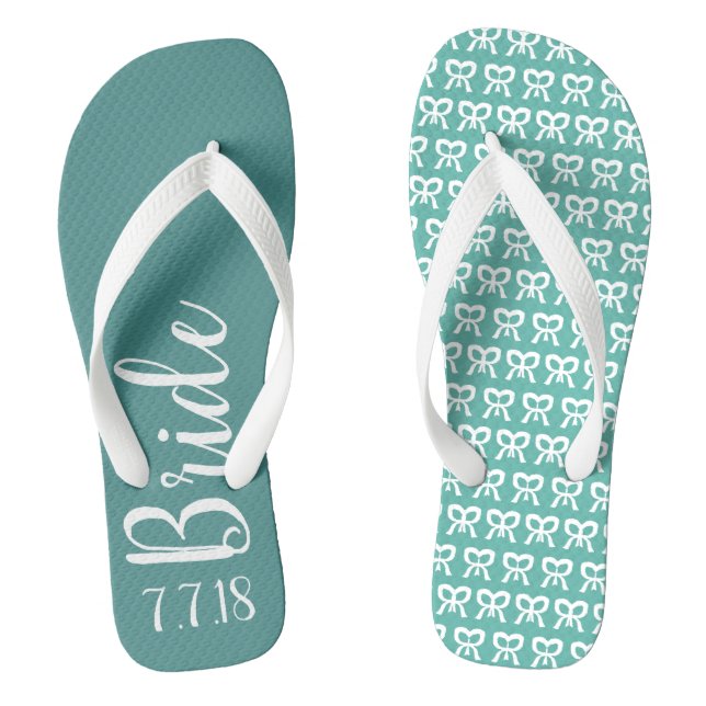 Bridge Personalisiert Wedding Türkis Flip Flops (Fußbett)