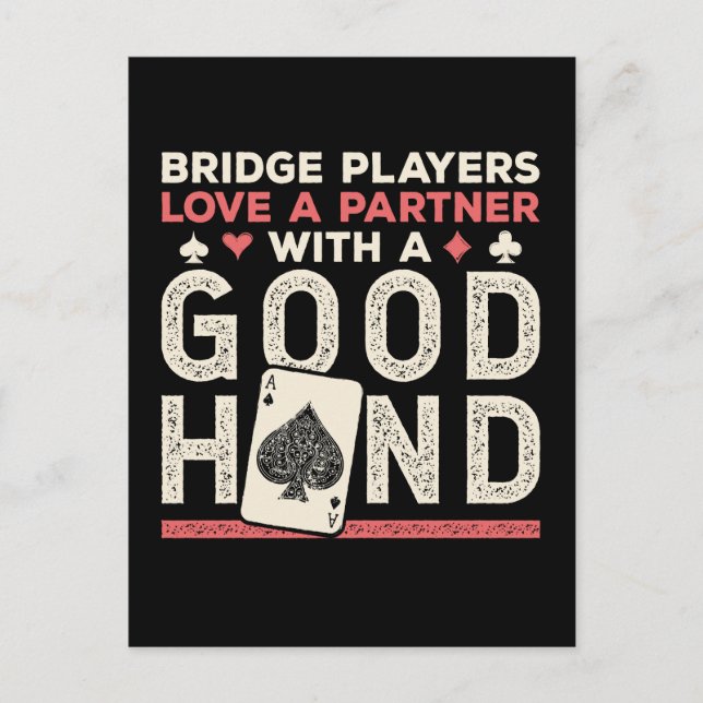 Bridge Player Joke Partner Gute Hand Postkarte (Vorderseite)