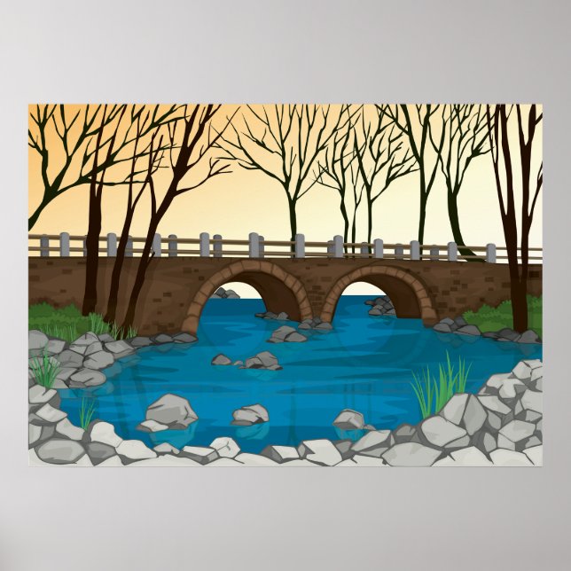 Bridge River Landscape Poster (Vorne)