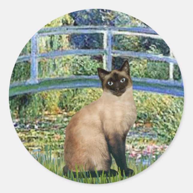 Bridge - Siegel Point Siamese cat Runder Aufkleber (Vorderseite)