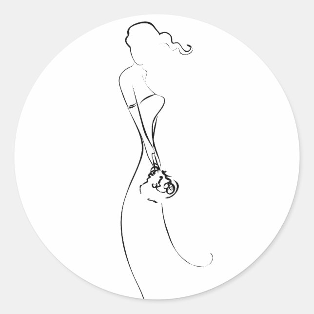 Bridge-Silhouette-Clipart Hochzeitsticker Runder Aufkleber (Vorderseite)