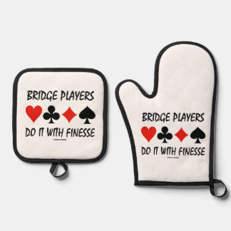 Bridge-Spieler machen das mit Finesse Vier-Karten- Ofenhandschuh & Topflappen-Set