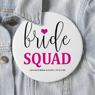 Bridge Squad Hot Pink Button für Bridesmaid