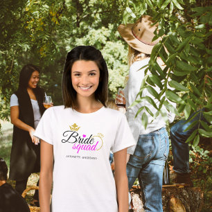 Bridge Squad Hot Pink Gold Bachelorette Bridesmaid T-Shirt