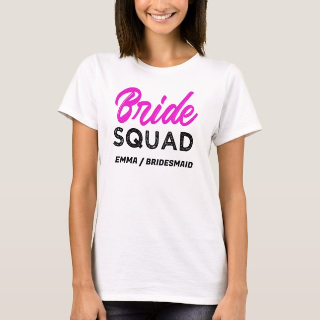 Bridge Squad Hot Pink Junggeselinnen-Abschied Brid T-Shirt (Vorderseite)