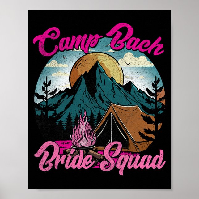Bridge Squad Retro Camping Camp Junggeselinnen-Abs Poster (Vorne)