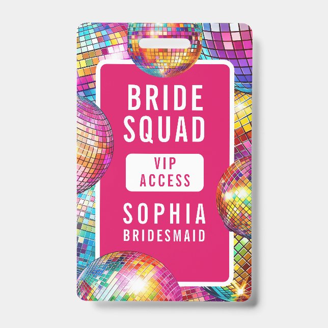 Bridge Squad VIP Disco Ball Foto Bachelorette Ausweis (Vorderseite)