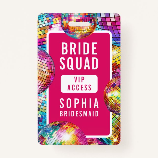 Bridge Squad VIP Disco Ball Foto Bachelorette Ausweis (Vorderseite)