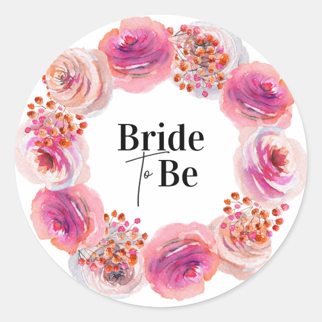 Bridge to Be Brautparty Aufkleber Bright Floral (Vorderseite)