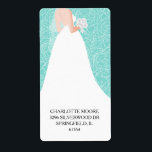 Bridge to Be Brautparty Türkis Rücksendeadresse<br><div class="desc">Elegante,  stilvolle türkisfarbene Brautparty-Rücksendeadressen-Aufkleber mit einer wunderschönen Braut in ihrem Hochzeitskleid über eine weiße Rosenmuster Kontur und Ihre Details in schicken Schriften. MEHR Farben und die passende Artikel in unserem Shop.</div>