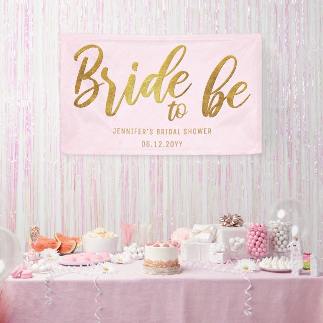Bridge to be Gold Calligraphy Pink Brautparty Banner (Party)