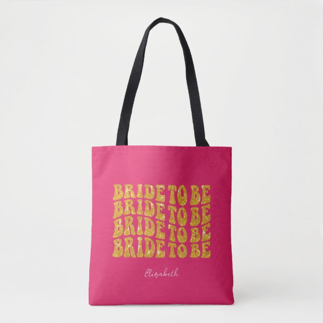 Bridge to be Gold Glitzer Text with name, Pink (Vorderseite)