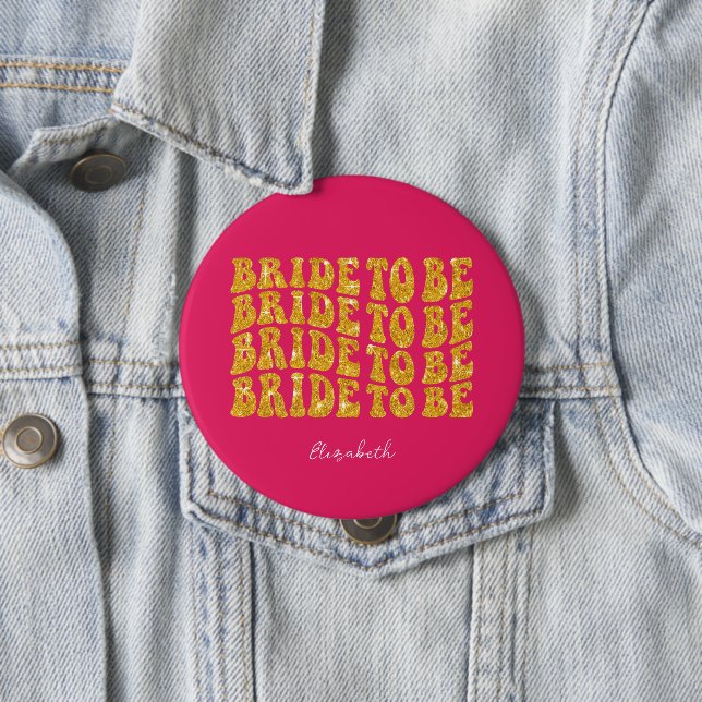 Bridge to be Gold Glitzer Text with name, Pink Button (Beispiel)