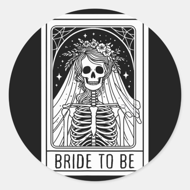 Bridge to be Gothic Skeleton Tarot Card Bacheloret Runder Aufkleber (Vorderseite)