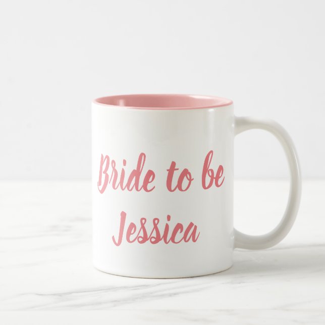 Bridge to be Pink Elegant Script Geschenke Hochzei Zweifarbige Tasse (Rechts)
