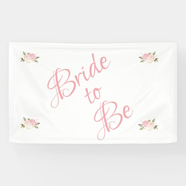 Bridge to be Pink Floral Script Watercolor Banner (Horizontal)