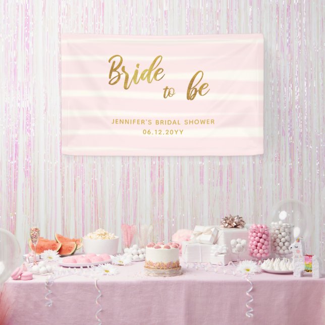 Bridge to be Pink Stripes Boho Chic Brautparty Banner (Party)