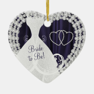 Bridge to be White Diamonds Plum Lila Hochzeit Keramik Ornament