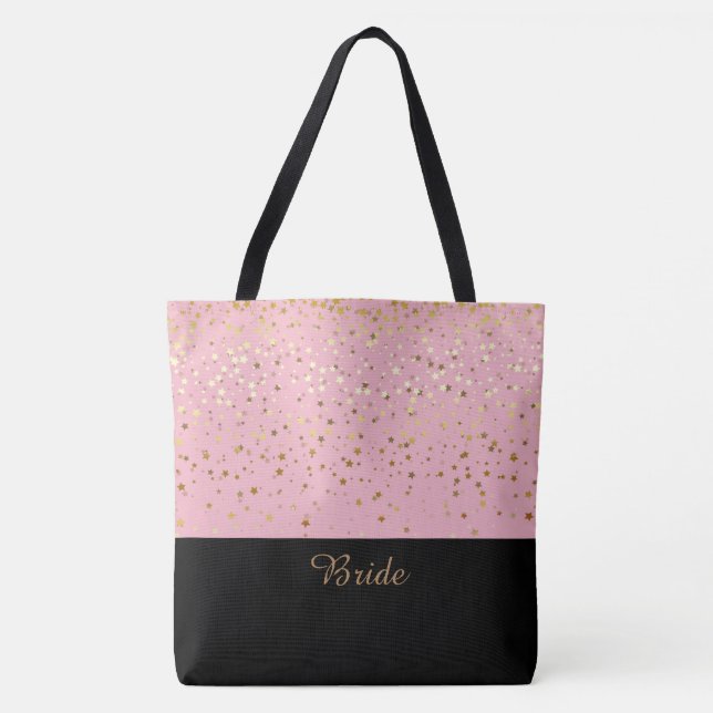 Bridge Tote Beutel Pink & Petite Golden Stars (Vorderseite)
