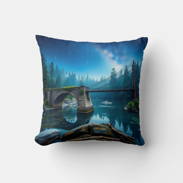 Bridge und City Wildlife Sunset Sky überbrücken Kissen (Vorderseite)