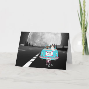 Bridge und Groom Car mit Vollmondkarte Karte