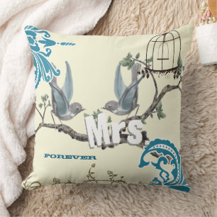 Bridge Vintag Love Bird Birdcage Pillow Kissen