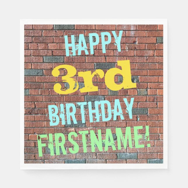 Bridge Wall Graffiti Inspiriert 3. Geburtstag + Na Serviette (Vorderseite)