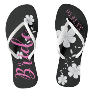 Bridge White Floral Custom Flip Flops