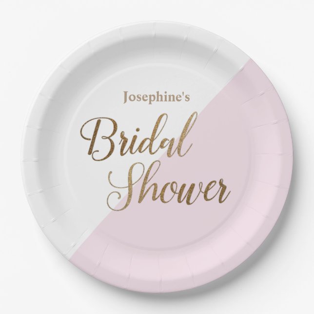 Bridge zu Name Pink Gold Brautparty Script Pappteller (Vorderseite)