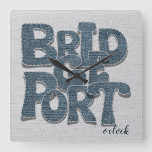 Bridgeport Denim-Buchstabe Quadratische Wanduhr