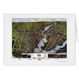 Bridgeport, panoramische Karte CT - 1875