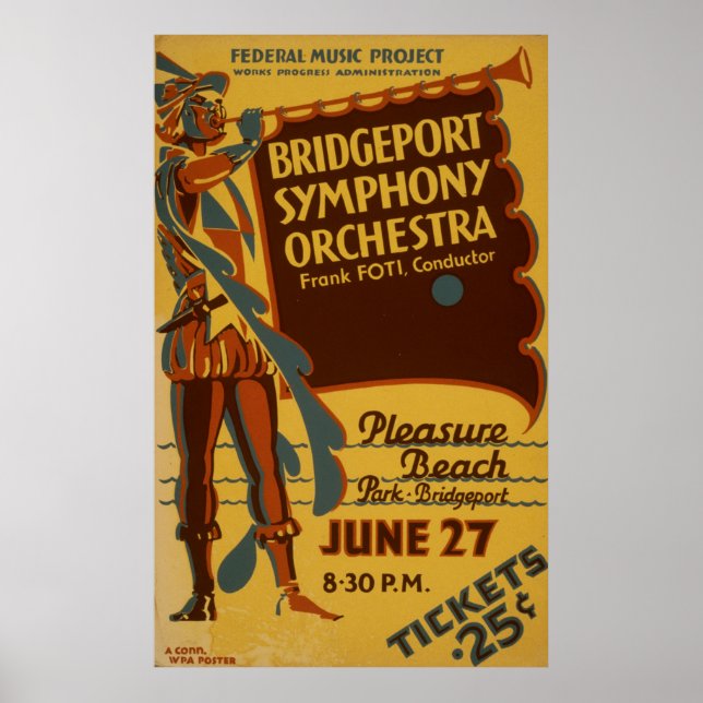 Bridgeport Symphony Orchestra Vintag Music Poster (Vorne)